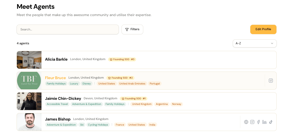 FactorThirty Meet your Peers screen